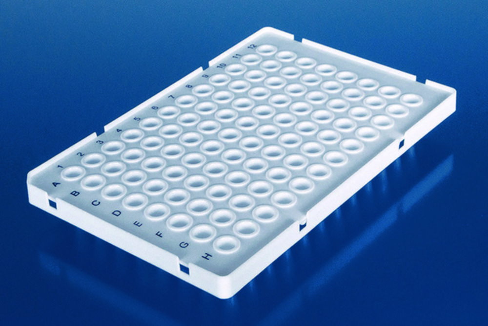 96-well PCR plates, PP, raised half frame