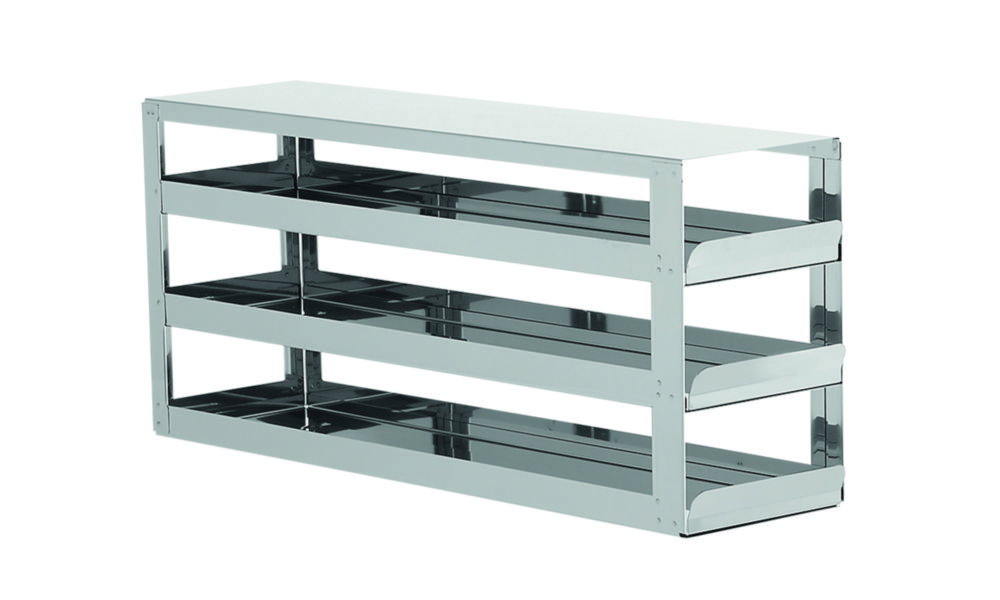 Cestelli con cassetti per congelatori verticali, in acciaio inox, per scatole con altezza di 75 mm