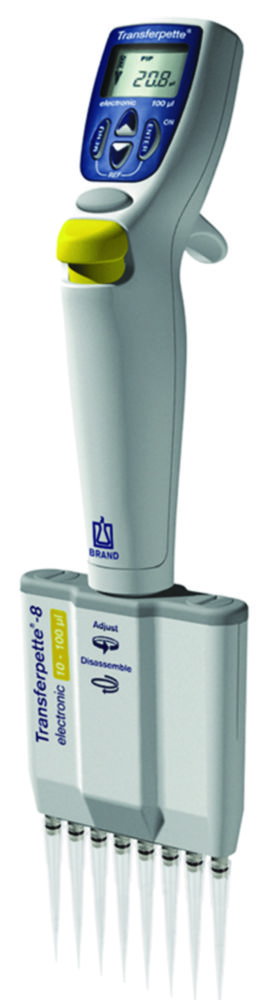 Micropipette multicanale Transferpette® -8 / 12 electronic, volume variabile, con stand di supporto