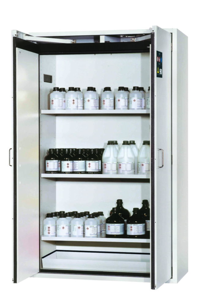 Safety Storage Cabinets S-CLASSIC-90 WD, 3 shelves, bottom collecting sump
