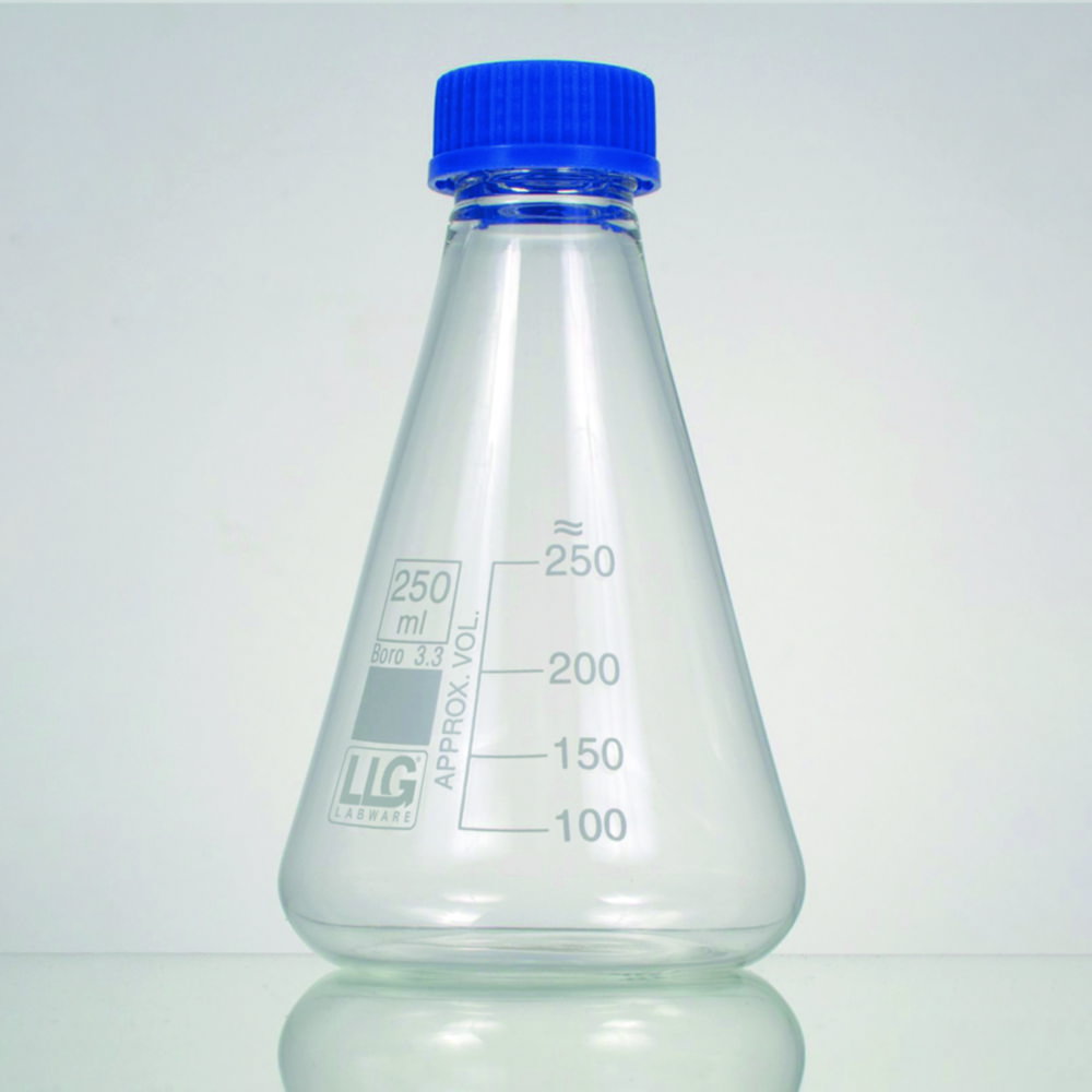 Matracci Erlenmeyer LLG, vetro borosilicato 3.3, con tappo a vite