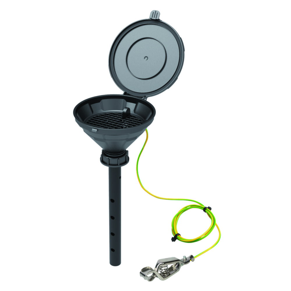 Imbuti di sicurezza con coperchio incernierato, V2.0, nero, HDPE, elettroconduttivo