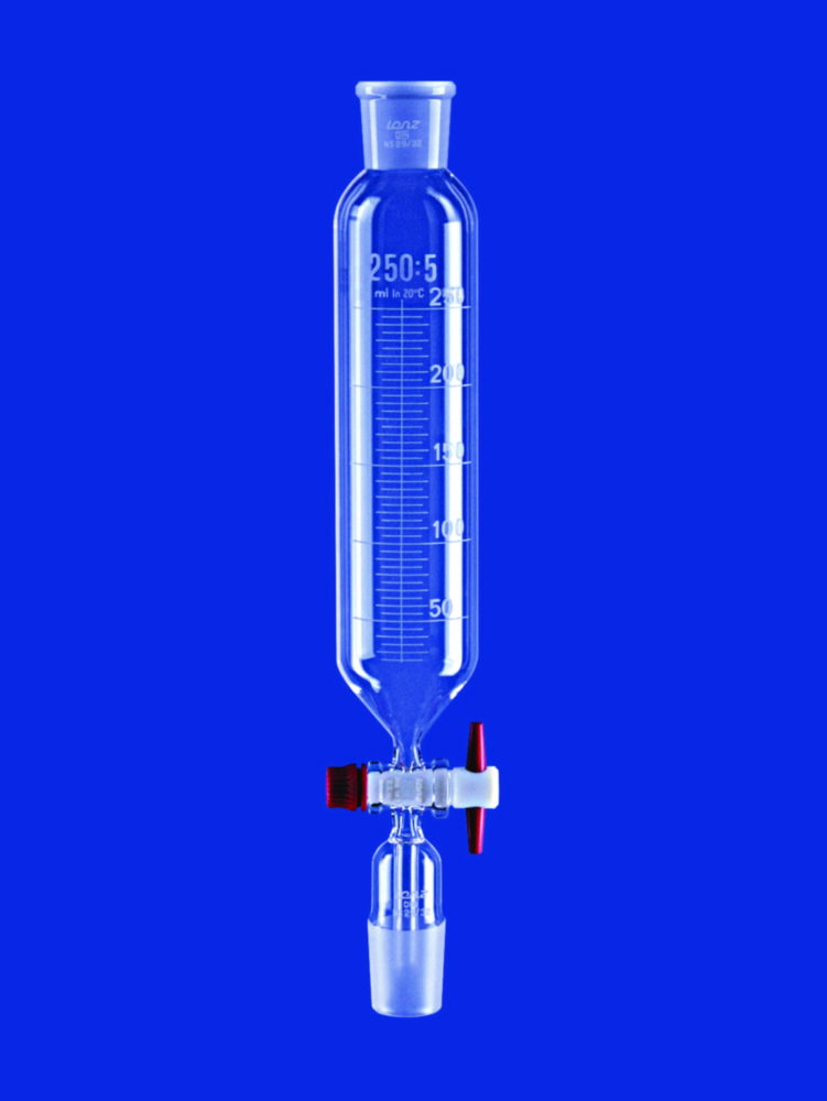 Dropping Funnels, cylindrical, borosilicate glass 3.3, with PTFE key stopcock