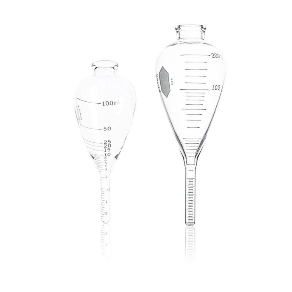 ASTM Centrifuge Tubes, pear-shaped, with conical base, borosilicate glass 3.3