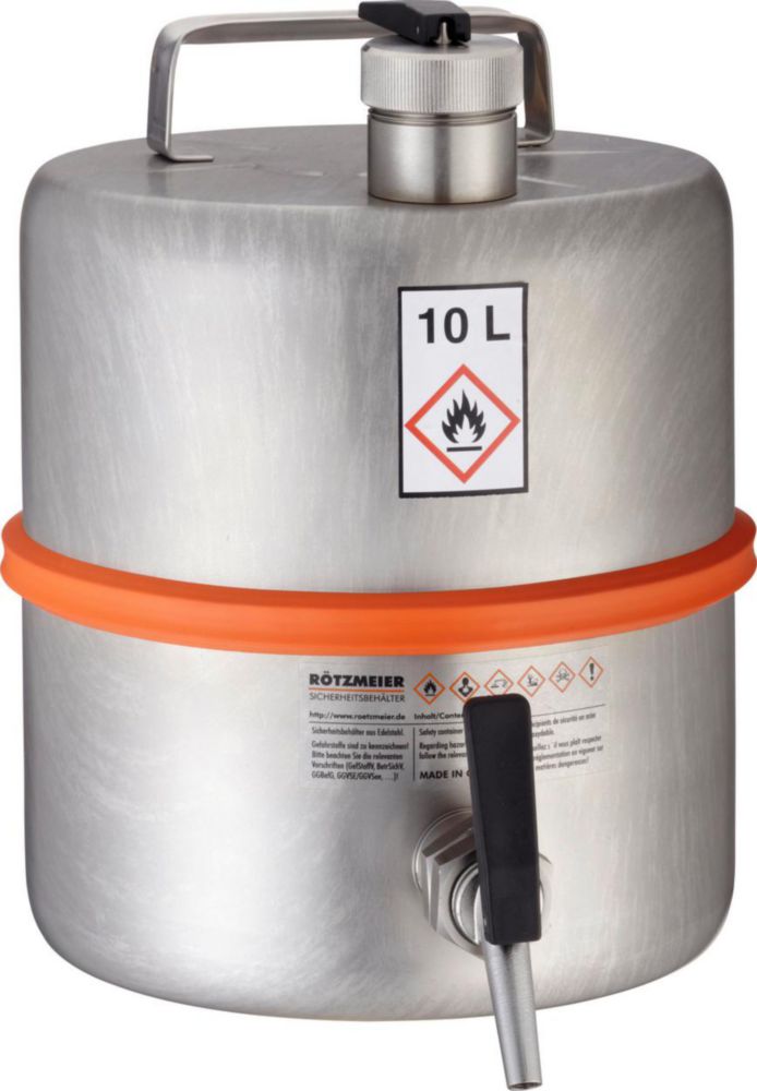 Bidoni di sicurezza per solventi, con rubinetto a chiusura automatica ¾''.