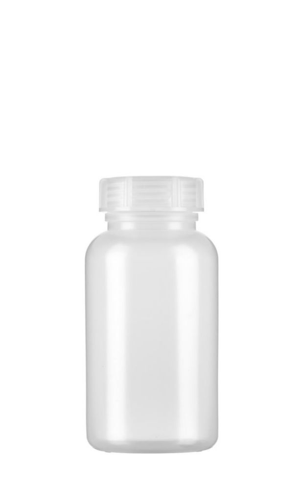Bottiglie a bocca larga 500 ml, LDPE 303 trasparente, con tappo a vite confezione da 130