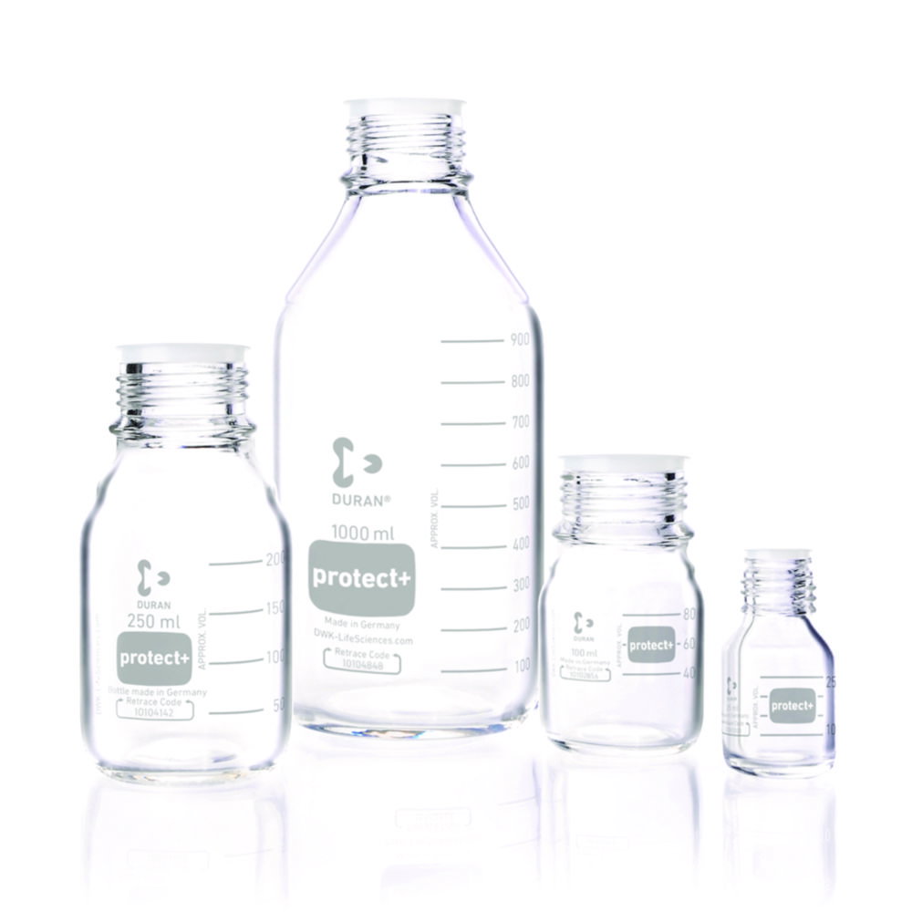 Bottiglie da laboratorio protect+ DURAN®, con codice di rintracciabilità