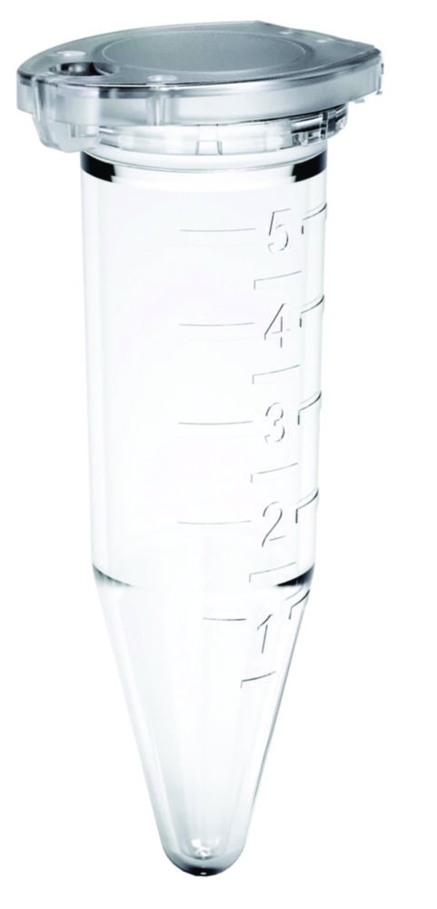 : Safety-Cap Microcentrifuge Tubes, PP, 5.0 ml,natural, RNase-/DNase-/DNA-/endotoxins-free, sterilized, Pack of 50