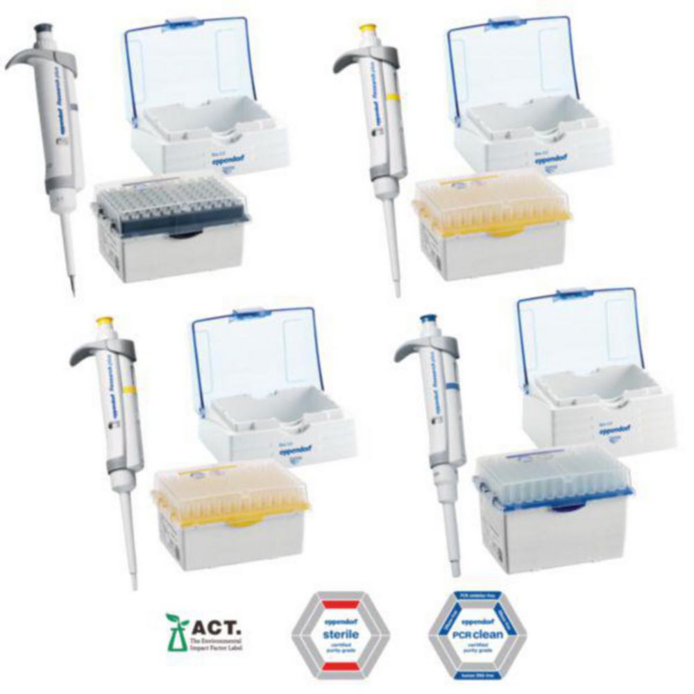 Pipetta monocanale Eppendorf Research® plus confezione da 4 pezzi (bundle Act now!)