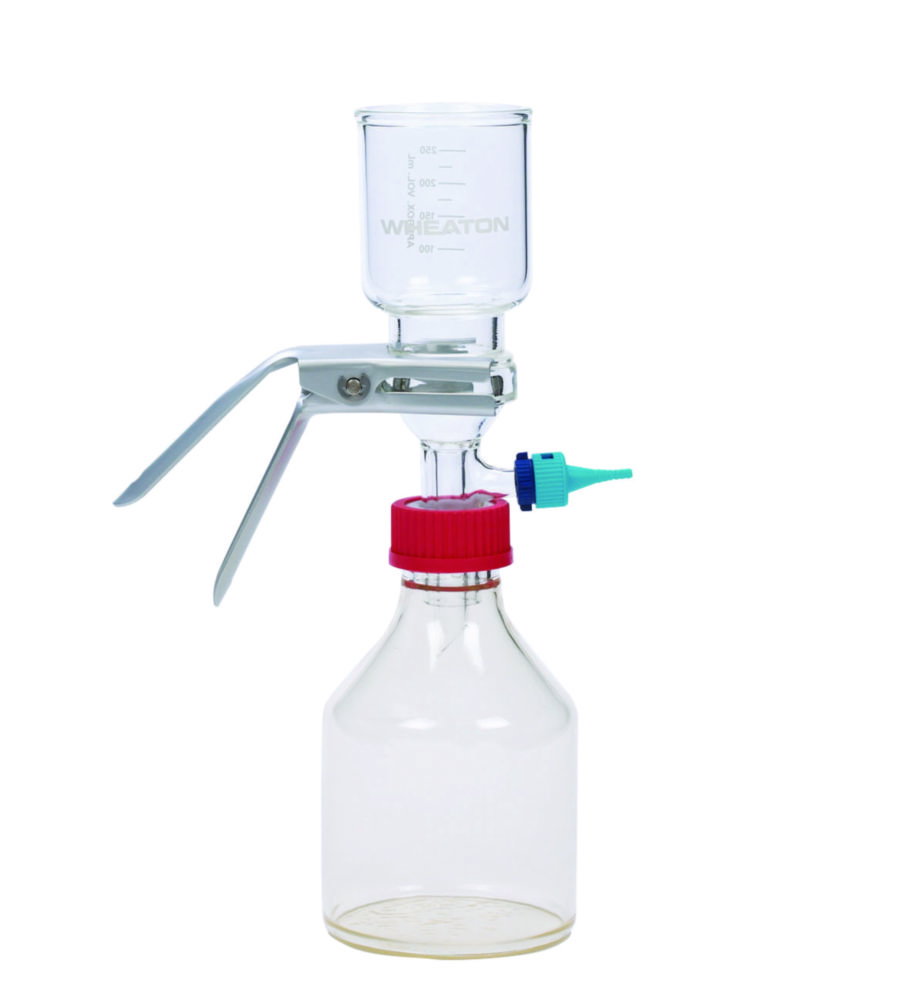 Apparecchio filtrante con supporto in acciaio inox, con morsetto in alluminio anodizzato e collegamento a vite GL45
